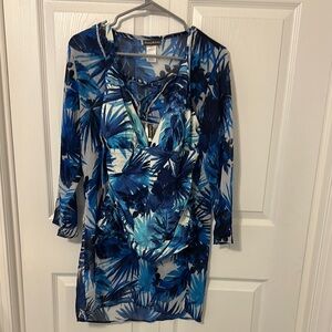 Tommy Bahama Aqua and Navy Sheer Cover-Up and tankini swim top